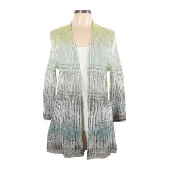 Nic+Zoe Linen Blend Ombre Lightweight Open Weave Cardigan - Picture 1 of 8